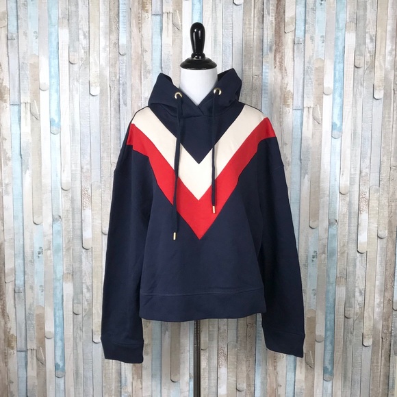 New Tommy Hilfiger Collection XS Stripe Hoodie Top - Picture 2 of 8